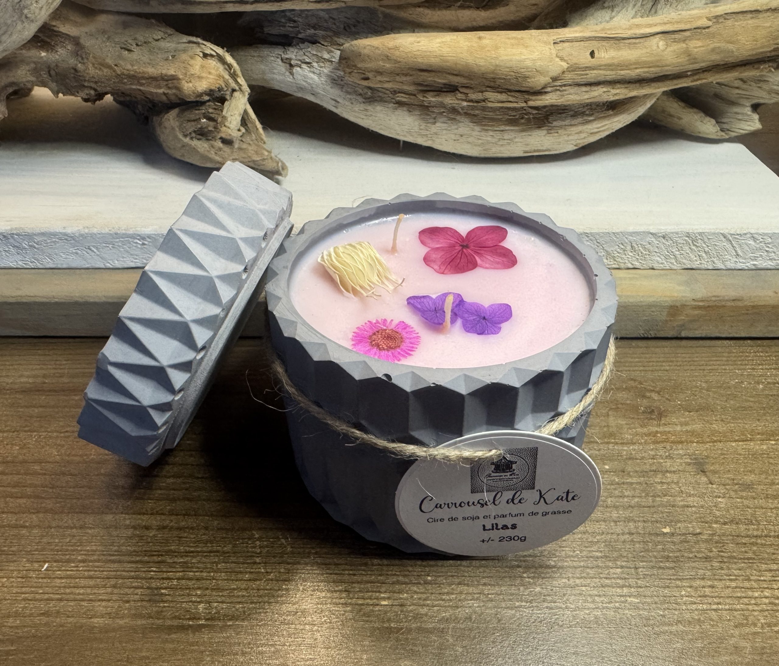 Bougie parfumée Mandala - couleur grise