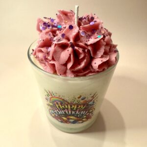 Verre anniversaire- 300g bougie parfumée « cachemire et soie «