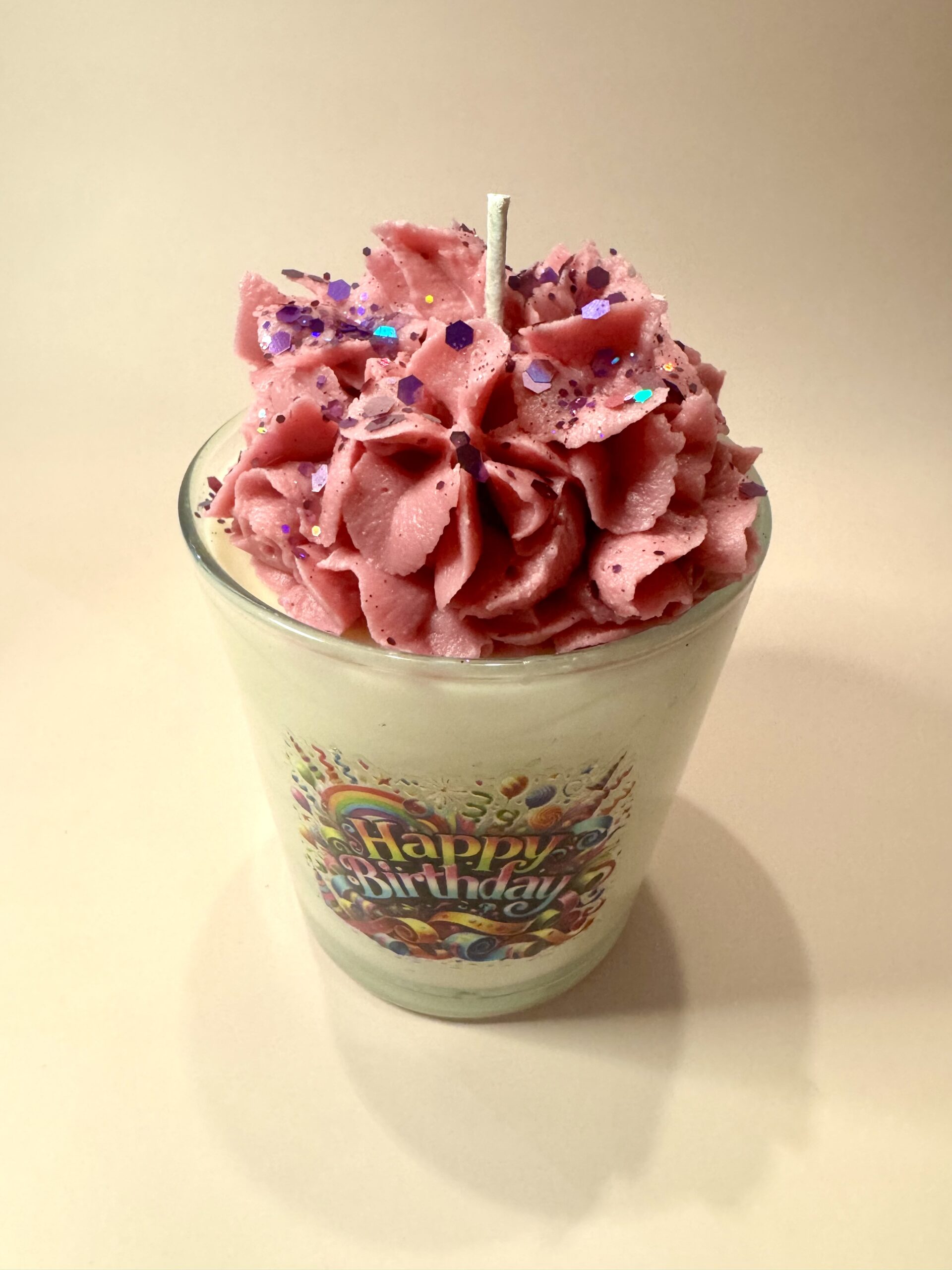 Verre anniversaire- 300g bougie parfumée « cachemire et soie «