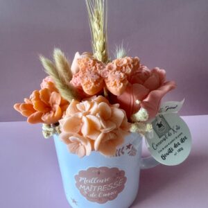 Mug fleuri maitresse 160g – parfumée «beauté des îles  »