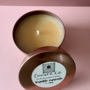 Bougie 180g parfumée – boîte gold rosé «vanille cannelle »