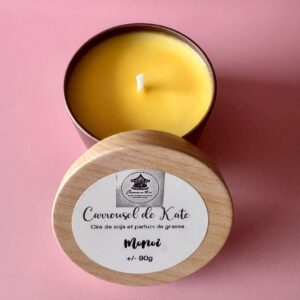 Bougie 90g parfumée – boîte gold rosé / bois «monoï »