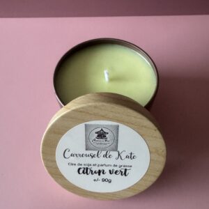 Bougie 90g parfumée – boîte gold rosé / bois «citron vert »