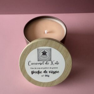 Bougie 90g parfumée – boîte gold rosé / bois «pêche de vigne »