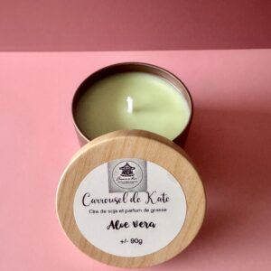 Bougie 90g parfumée – boîte gold rosé / bois «aloe vera »