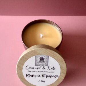 Bougie 90g parfumée – boîte gold rosé / bois «mangue et papaye »