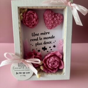 Cadre fleuri 110g – parfumée « la vie en rose  »