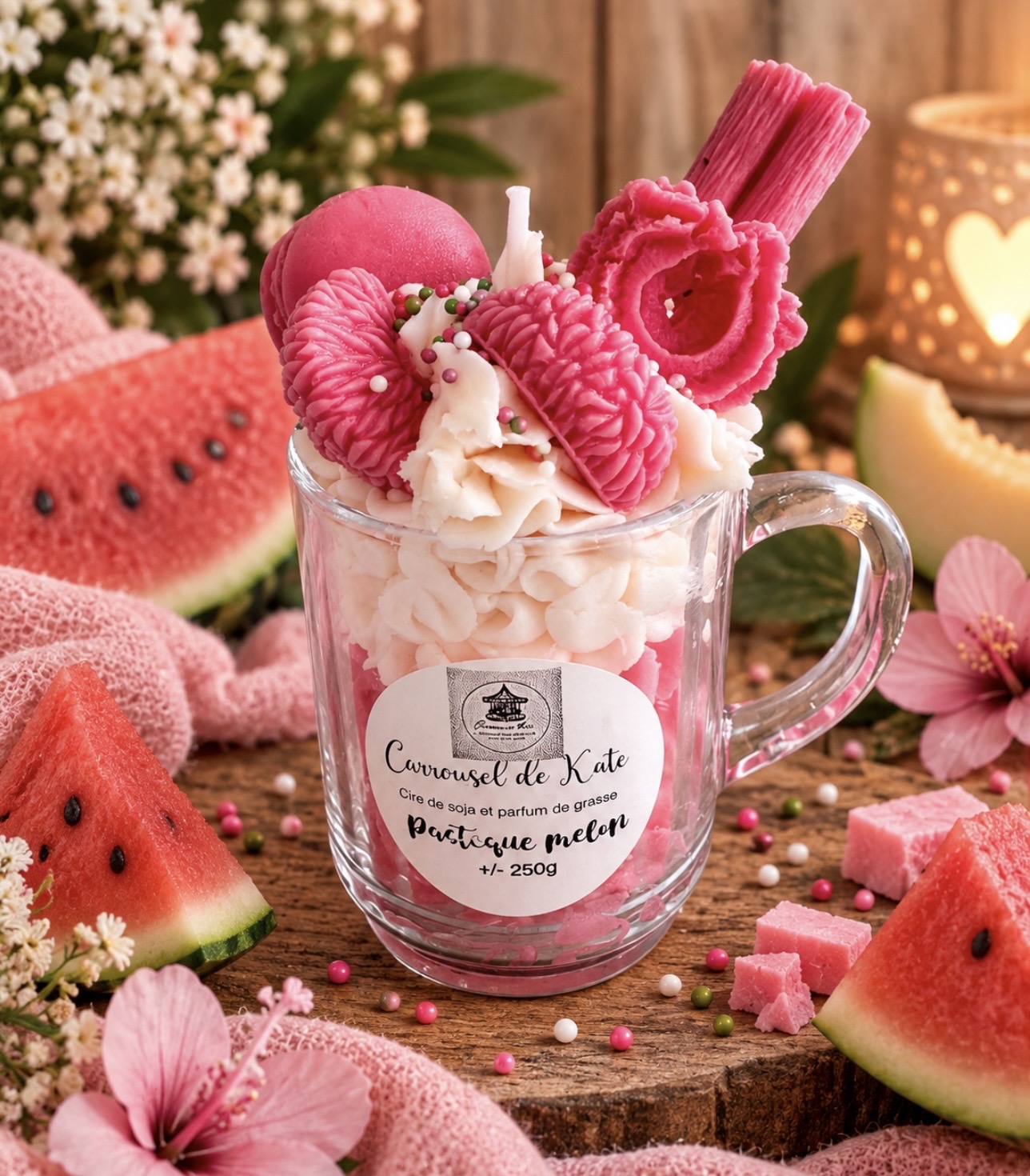 Mug gourmand - 250g bougie parfumée « pastèque melon »
