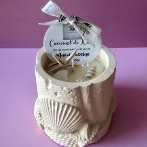 Pot coquillage jaune – 120g parfumée « monoï  passion»
