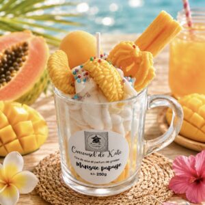 Mug gourmand – 250g bougie parfumée «mangue papaye »