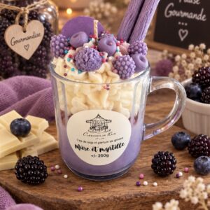 Mug gourmand – 250g bougie parfumée «mûre et myrtille »