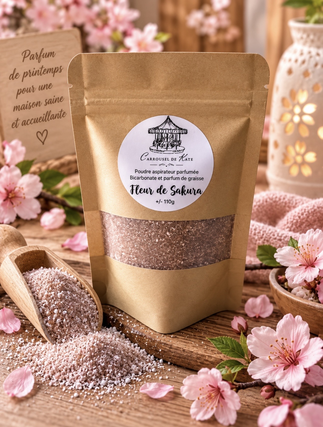 Poudre aspirateur 110g parfumée «Fleur de Sakura »