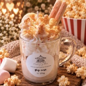 Mug gourmand – 250g bougie parfumée «pop corn »