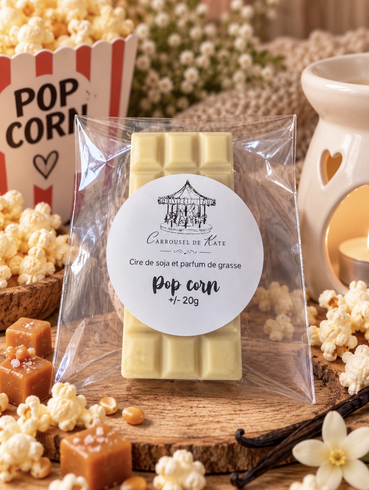 Fondant tablette 20g parfumé «pop corn »