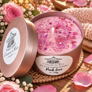 Boîte gold rosé – 170g bougie parfumée « pink love »