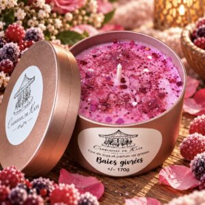 Boîte gold rosé – 170g bougie parfumée « baies givrées »